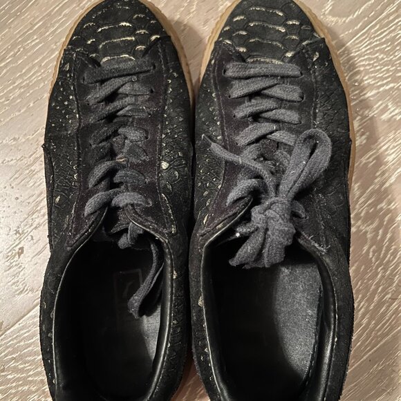 Black and Gold Suede Snakeskin PUMA Women's Shoe (Size 8) - Picture 1 of 6